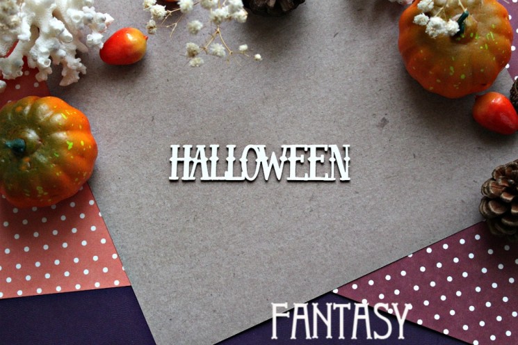 Fantasy chipboard "Halloween 920 Inscription" size 8.5*1.7 cm