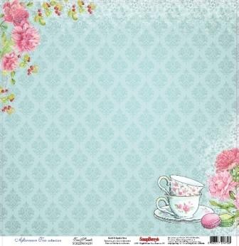 One-sided sheet of paper Scrapberry's Afternoon tea "Tea and sweets", size 30x30 cm, 180 g/m2