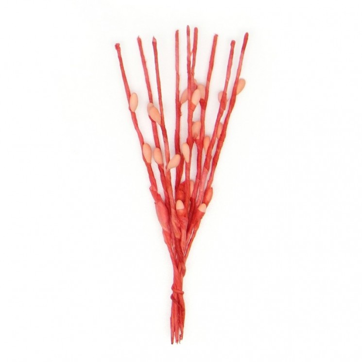 Decorative bouquet of Needlework "Spring" coral, length 13 cm 