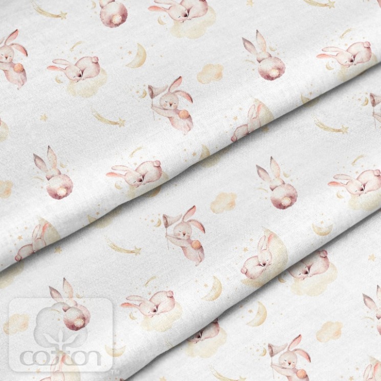 Fabric 100% cotton Poland "Sleeping bunnies", size 50X50 cm