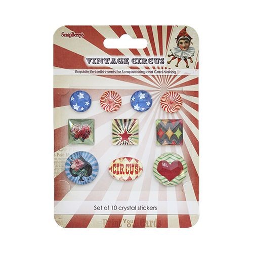 Set of acrylic stones with Scrapberry's "Old Circus" sticker, 10 elements