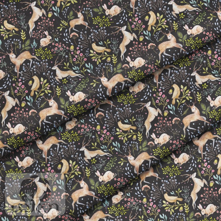 Fabric 100% cotton Poland "Deer on the dark", size 50X50 cm