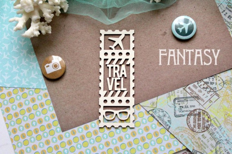 Chipboard Fantasy "Brand Travel 837" size 10.4*3.7 cm