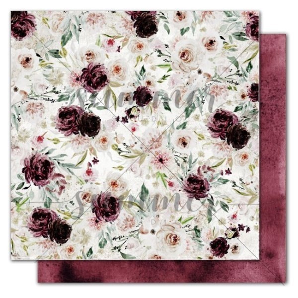 Double-sided sheet of paper Summer Studio Mystery "Mysterious flower's" size 30.5*30.5 cm, 190gr