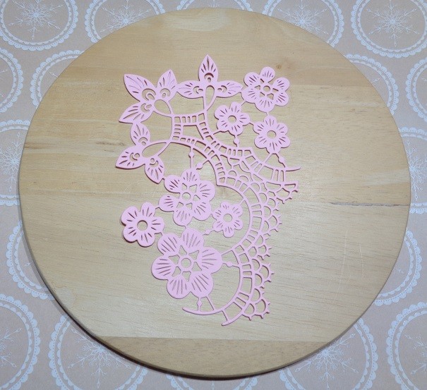 Cutting "Lace cut" pink matte designer paper 160 gr.