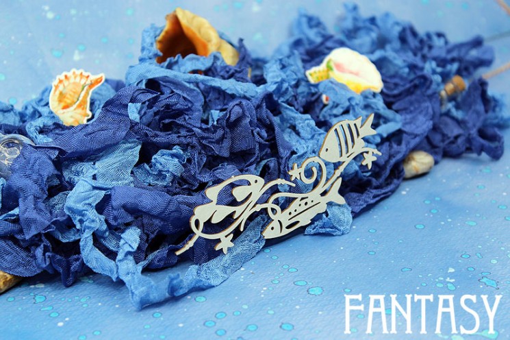 Chipboard Fantasy "Fish with curls 1466" size 10.3*3.4 cm
