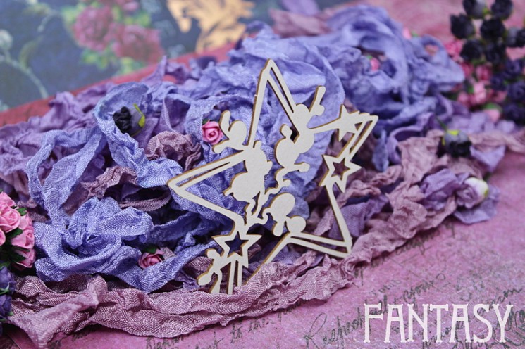 Chipboard Fantasy "Star with a branch of firelight 1964" size 8*7.5 cm