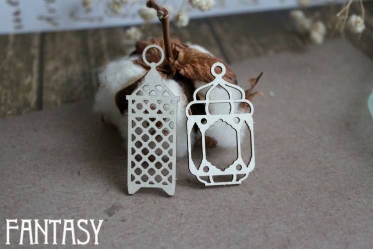 Chipboard Fantasy "Flashlights 1046" 2 pcs, size from 4.2*2.4 to 5*1.8 cm