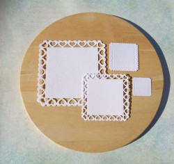 Cutting out the frame 4 pcs. square with hearts white paper watercolor 290 gr. 