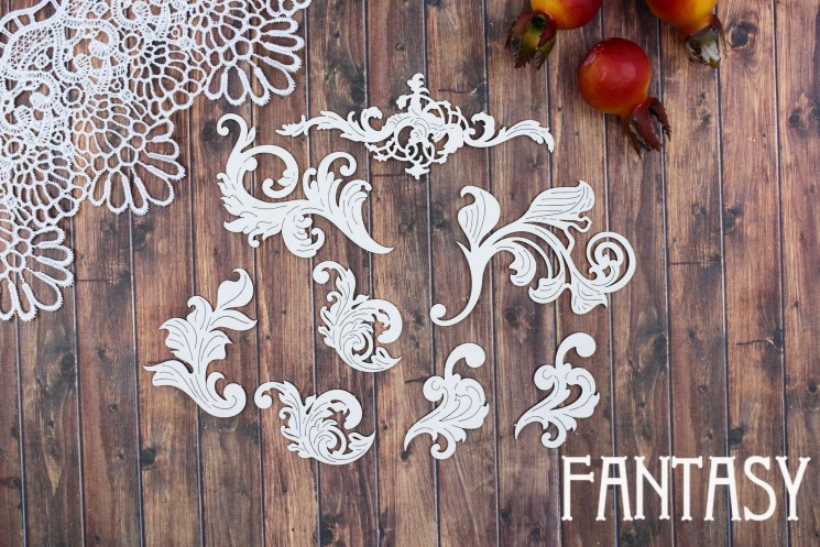 Chipboard Fantasy Set "Antique Curls 2466" sizes from 4.2*2.8 to 9.5*3.7 cm