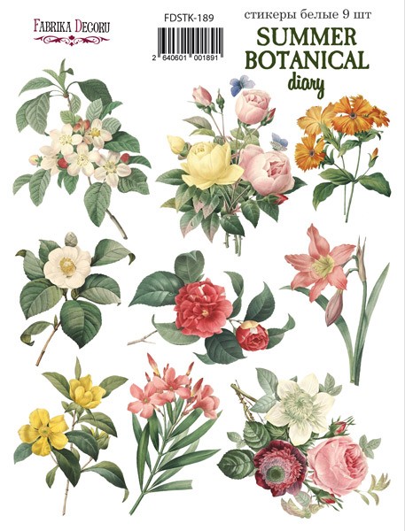 Fabrika Decoru sticker set "Summer botanical diary No.189", 9 pcs