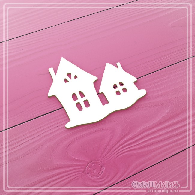 Chipboard Scrapmagia "Two houses", size 40x33 mm