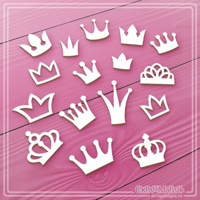 Scrapmagia "Crowns" chipboard set, 16 elements