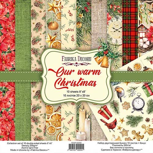 Set of double-sided paper for the Decor "Our warm Christmas", size 20x20 cm, 200 gr/m2