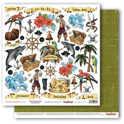 Double-sided sheet of paper Scrapberry's Treasure of pirates 