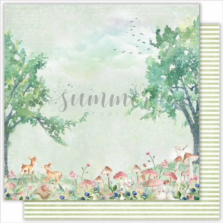 Double-sided sheet of paper Summer Studio Forest story "Forest" size 30.5*30.5 cm, 190gr