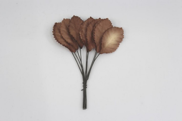 Leaves with a stem "Brown", size 2x3. 5 cm, 10 pcs