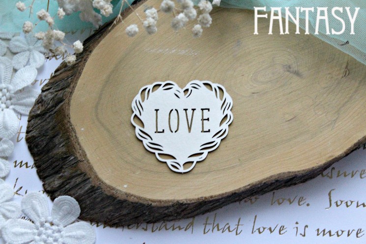 Fantasy chipboard "Iove inscription in a frame 774" size 6.2*5.7 cm