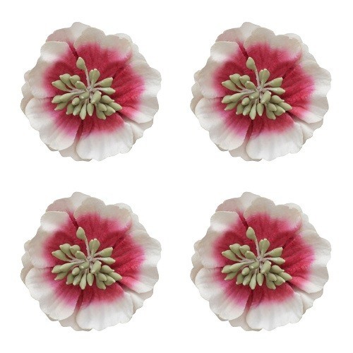 Scrapberry's "Red and White" anemones size 4.2 cm 4 pcs