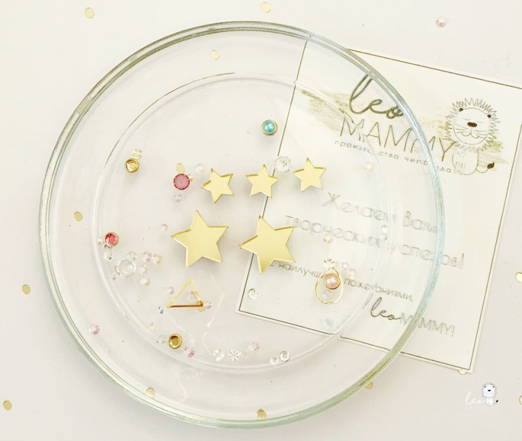 Decor made of gold acrylic LeoMammy "Set of stars", size from 9 to 15 mm