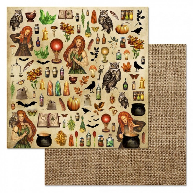 Double-sided sheet of ScrapMania paper " Divination. Details", size 30x30 cm, 180 g/m2