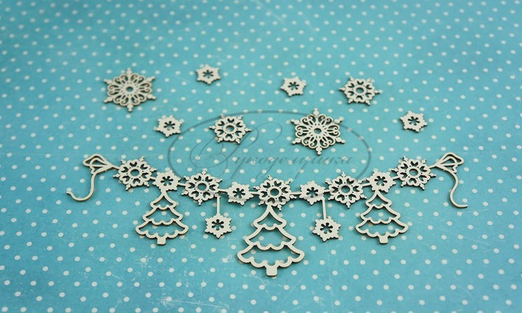 Chipboard Needlework "Christmas pendant 1", size 15x5. 5 cm