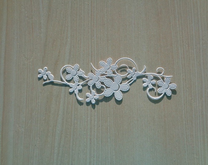 Cutting "Twig with flowers" white paper cardstock 290 gr. 