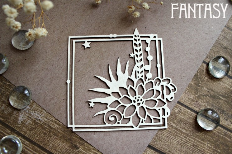 Chipboard Fantasy "Frame with a flower 1118" size 8.5*9 cm
