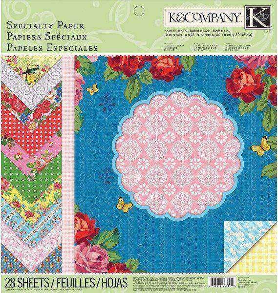 1/2 set of K&Company "Flower and stem" paper, 14 sheets, size 30. 5x30. 5 cm