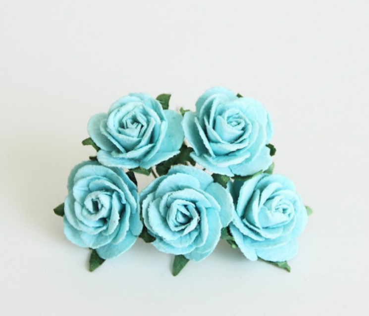 Roses "Turquoise" size 2.5 cm, 5 pcs