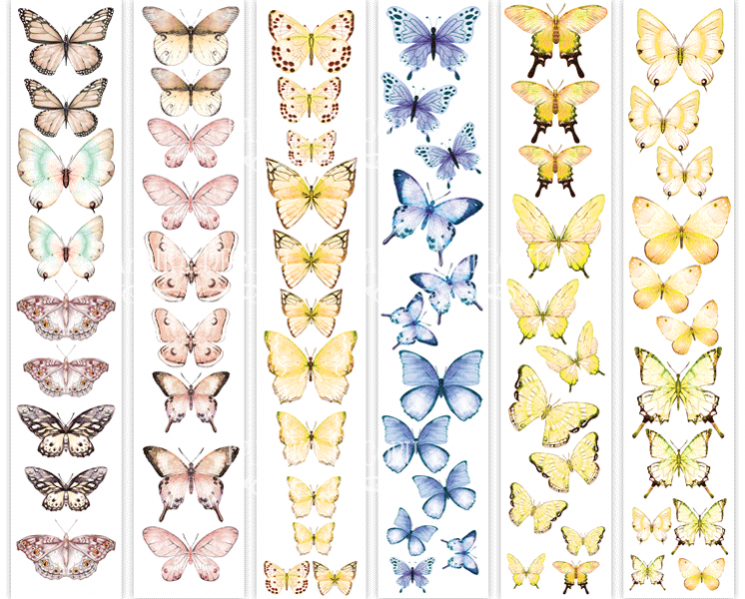Set of stripes with pictures for decorating Fabrika Decoru "Butterflies 1", size 5x30. 5 cm, 6 pcs
