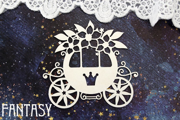 Chipboard Fantasy "Carriage with flowers 1447" size 8.8*8.4 cm