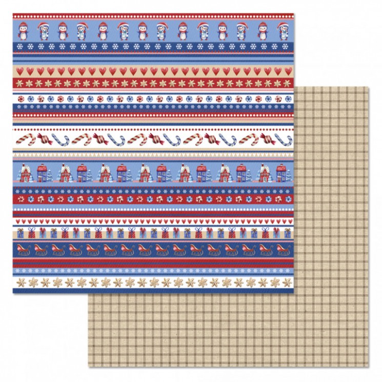 Double-sided sheet of ScrapMania paper " Snowmen. Labels and tags", size 30x30 cm, 180 g/m2