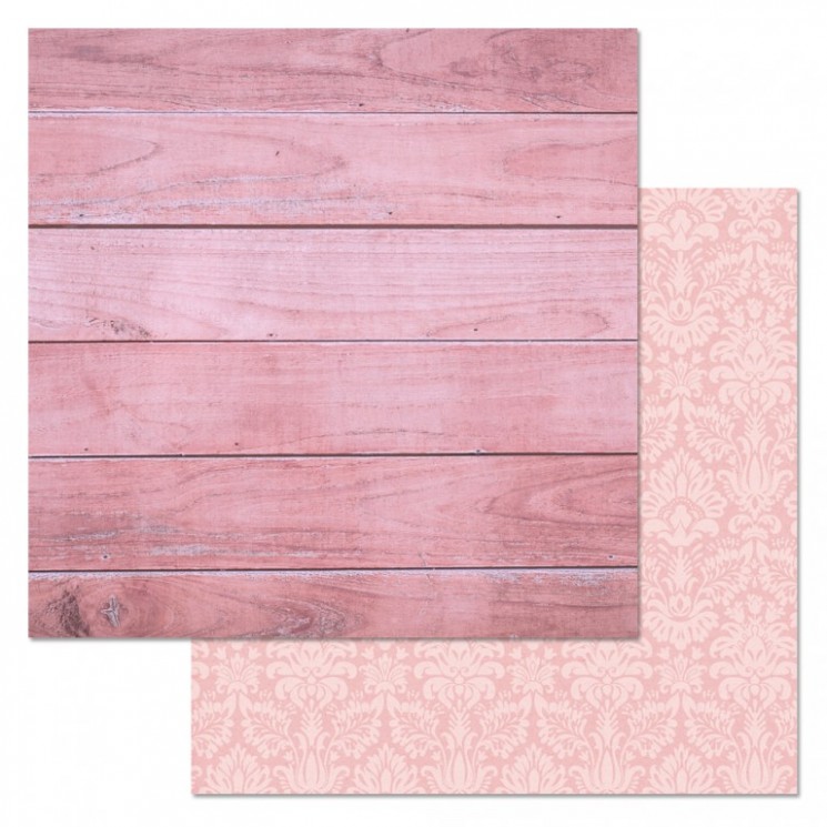 Double-sided sheet of ScrapMania paper " Phonomix. Pink. Wood", size 30x30 cm, 180 gr/m2