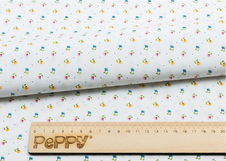 Fabric cut 100% cotton "Flowers on white" PEPPY, size 50X55 cm