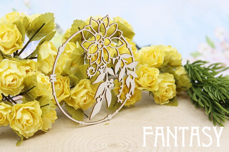Chipboard Fantasy "Frame with flower 1621" size 6.9*7 cm