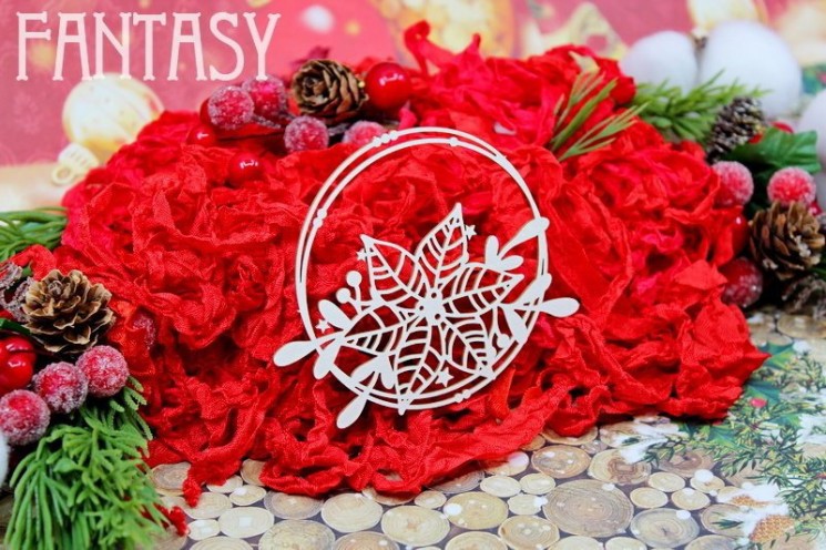 Chipboard Fantasy "Frame with poinsettia 1554" size 8.5*9cm