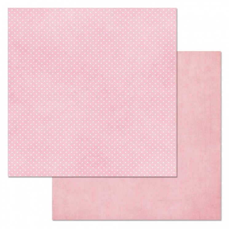 Double-sided sheet of ScrapMania paper " Phonomix. Pink. Polka dots", size 30x30 cm, 180 g/m2