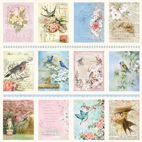One-sided sheet of paper Scrapberry's Old manor "Cards 2", size 30x30 cm, 190 gr/m2