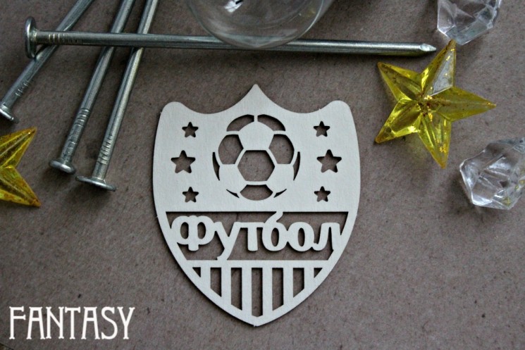 Chipboard Fantasy "Football Emblem 1064" size 7.2*6.2 cm