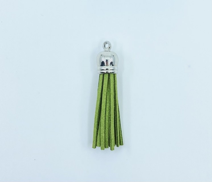 Green tassel pendant, size 5.8 cm, 1 pc
