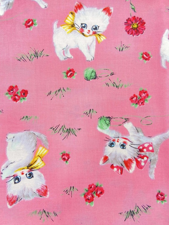 Cut of the fabric "Kittens on pink", cotton, size 50X50 cm