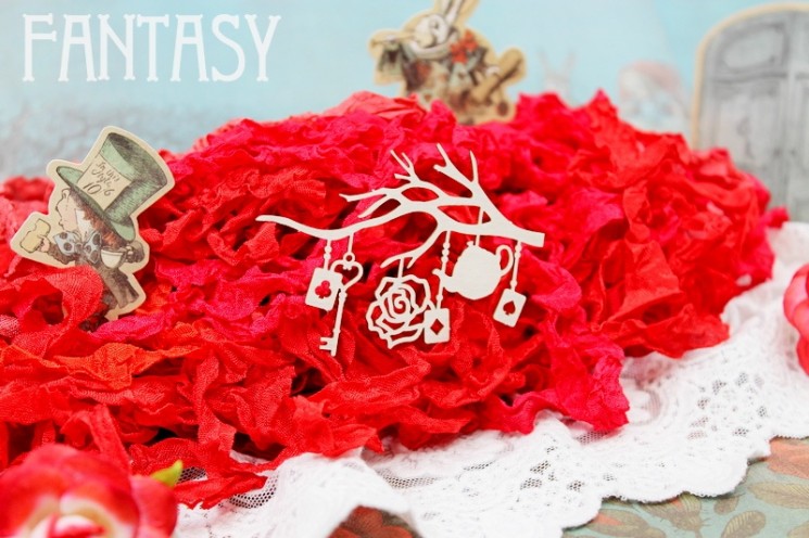 Chipboard Fantasy "Branch with pendants 1876" size 8.5*5cm