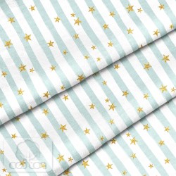 Ткань 100% хлопок Польша "Голубая полоска и звезды", размер 50Х50 см