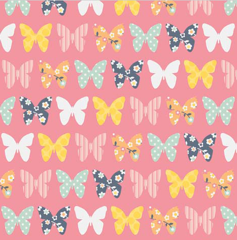 Patchwork fabric, 100% cotton Riley Blake Pink "Butterfly", size 50X50 cm
