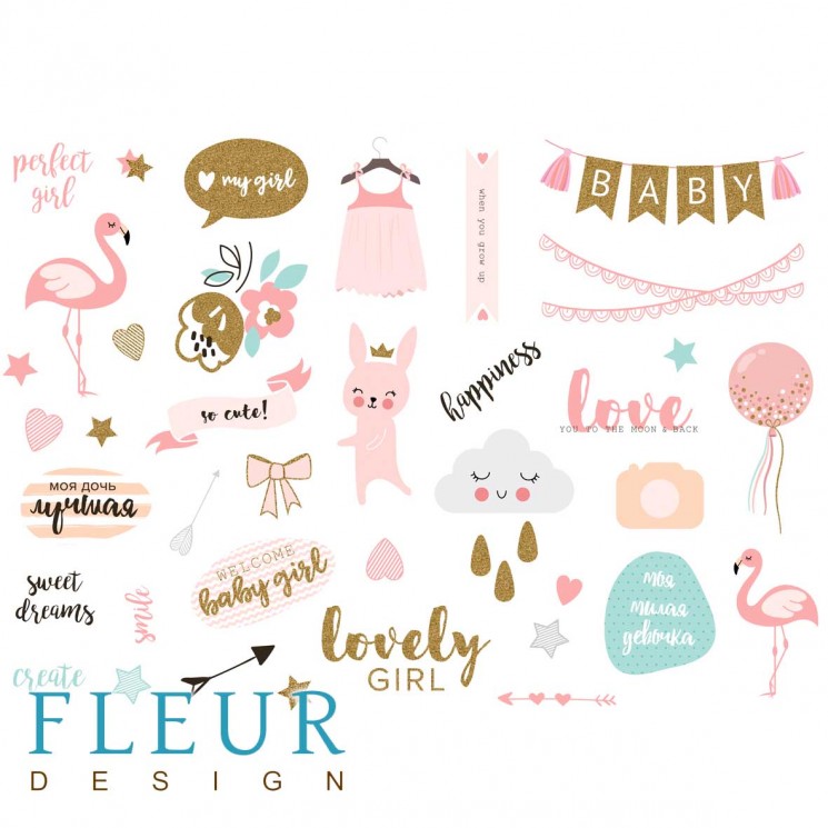 Sheet with pictures for cutting out Fleur Design "My Lady" A4 size