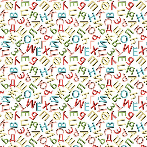 A piece of Peppy fabric " Gramoteyka. Alphabet on white " size 70x50 cm
