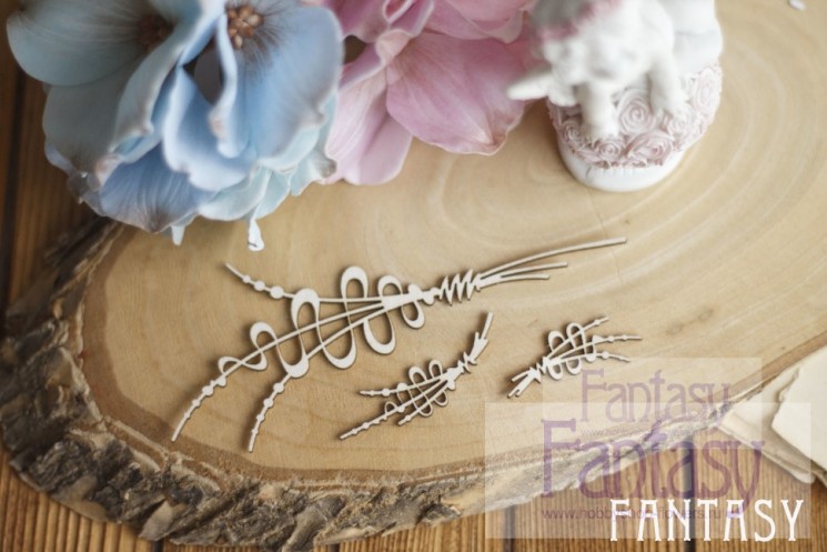 Chipboard Fantasy "Singing fountains-1" size from 3.3*1.2 cm to 4.5*10.1 cm, 3 pcs