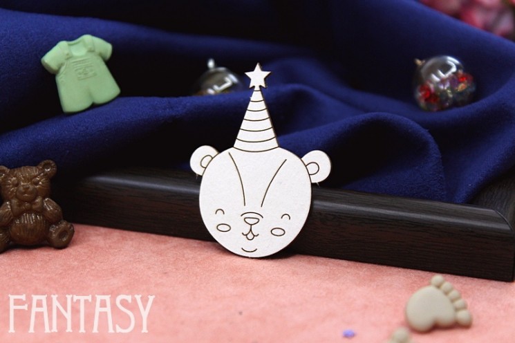Chipboard Fantasy "Festive Teddy bear 2177" size 3.4*4.6 cm