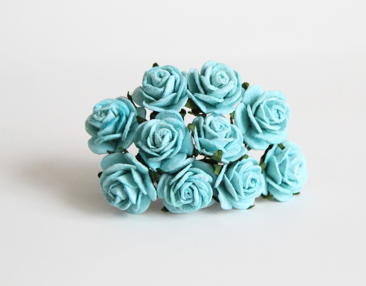Roses "Turquoise" size 2 cm, 5 pcs